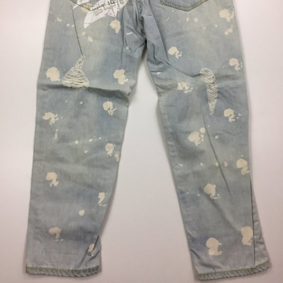LALABOBO Distressed Large Logo Print Hi Waist Jean - Picture 9 of 12